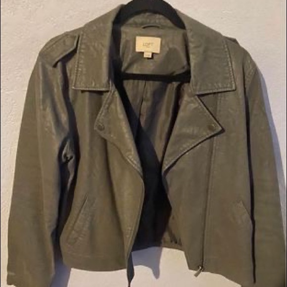 Size 10 Loft faux leather grey jacket - Picture 1 of 3